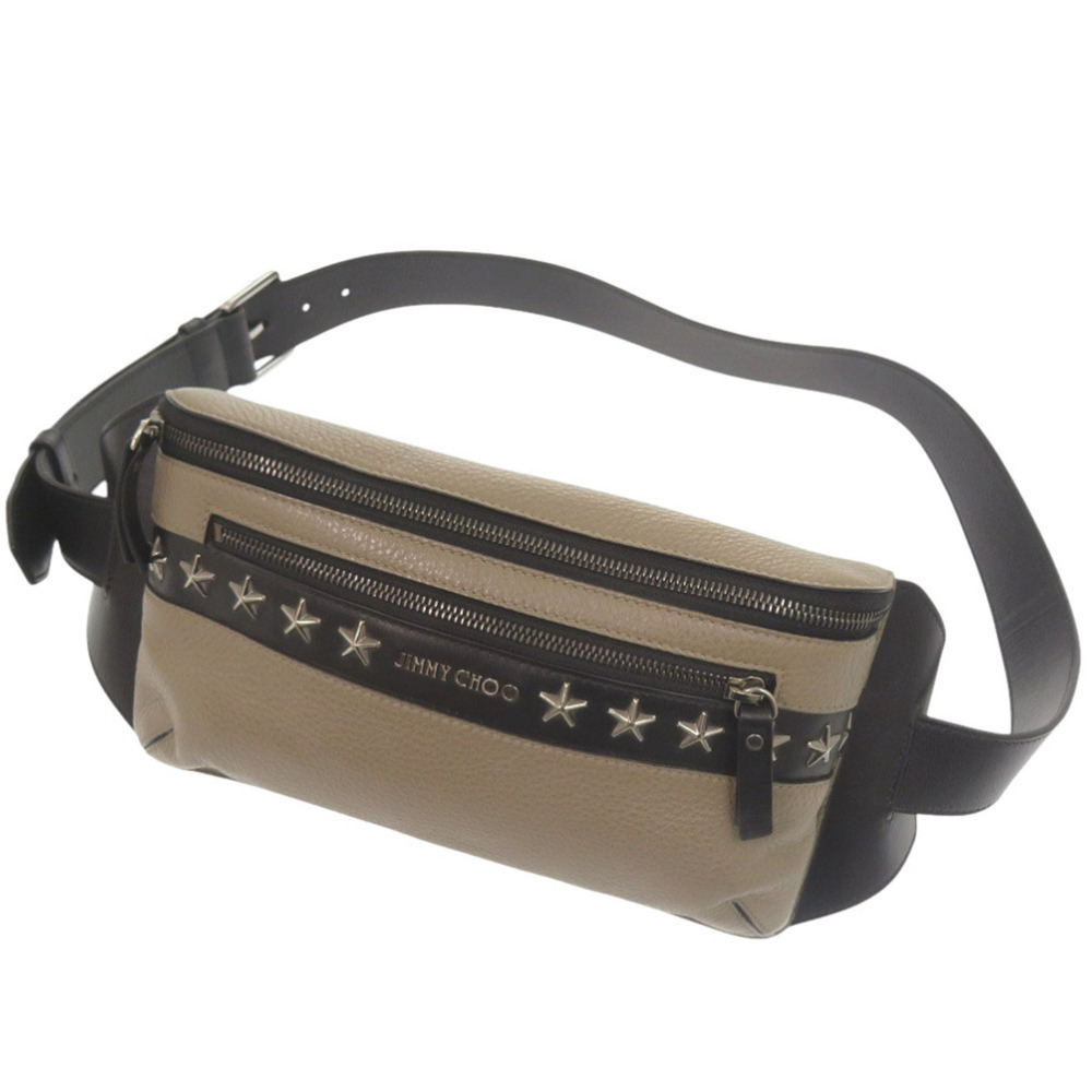 Jimmy Choo Oscar Star Studded Leather Brown Bag, Body Waist 0598 JIMMY CHOO M...